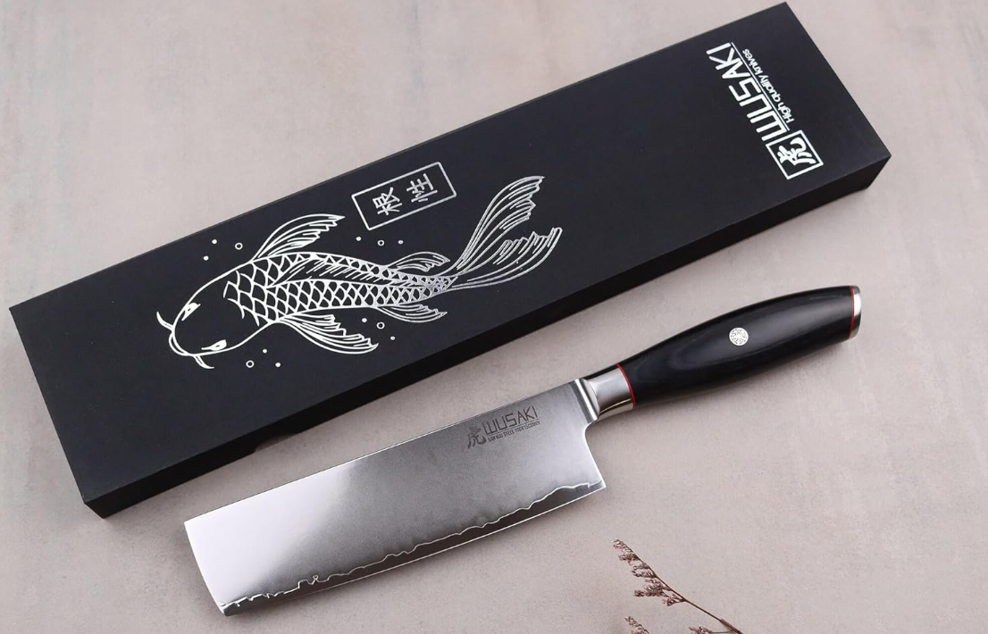 Wusaki N17 - Couteau Nakiri - Légumes - Black 10CR Lame San Mai 17cm - Coutellerie Marcin