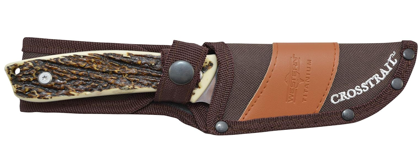 Western Titanium 19247 - Couteau à lame fixe - Crochet à éviscérer - Coutellerie Marcin