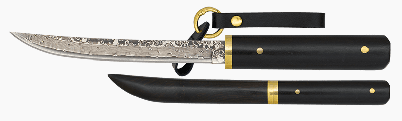 Albainox 32778 Couteau fixe , lame en damas, étui bois ébène