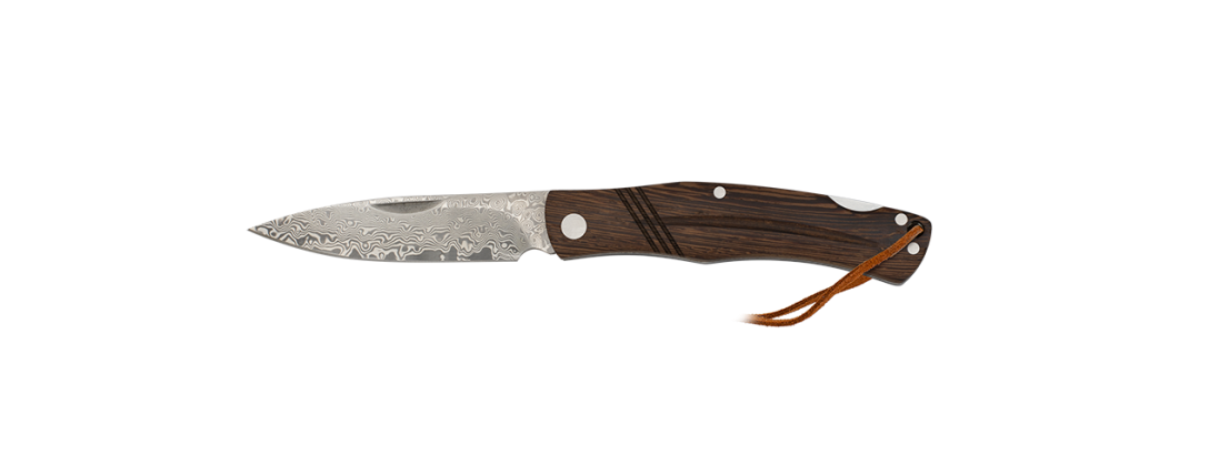 Albainox 18996 – Couteau pliant avec lame Damas 73 couches & bois Wengé