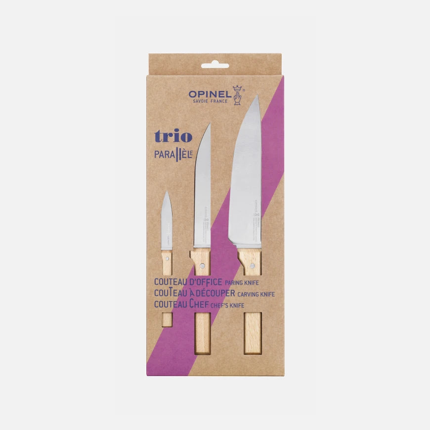 Opinel Coffret Trio Parallèle – 3 couteaux de cuisine – Coutellerie Marcin