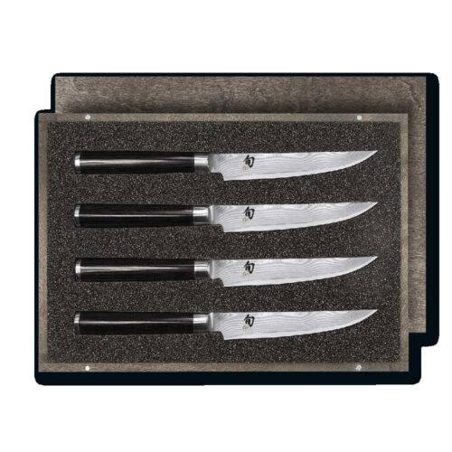 Coffret 4 couteaux a steak japonais KAI Shun Classic DMS-400 lame damas