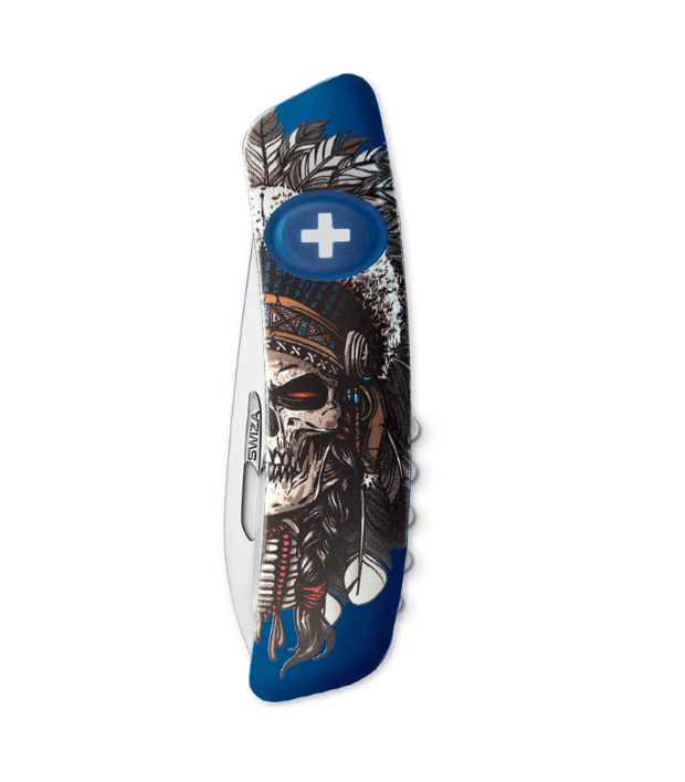 Couteau Suisse Swiza D03 Indian Skull – Multifonction, Design Lee Va | Réf. KNB.0030.H014
