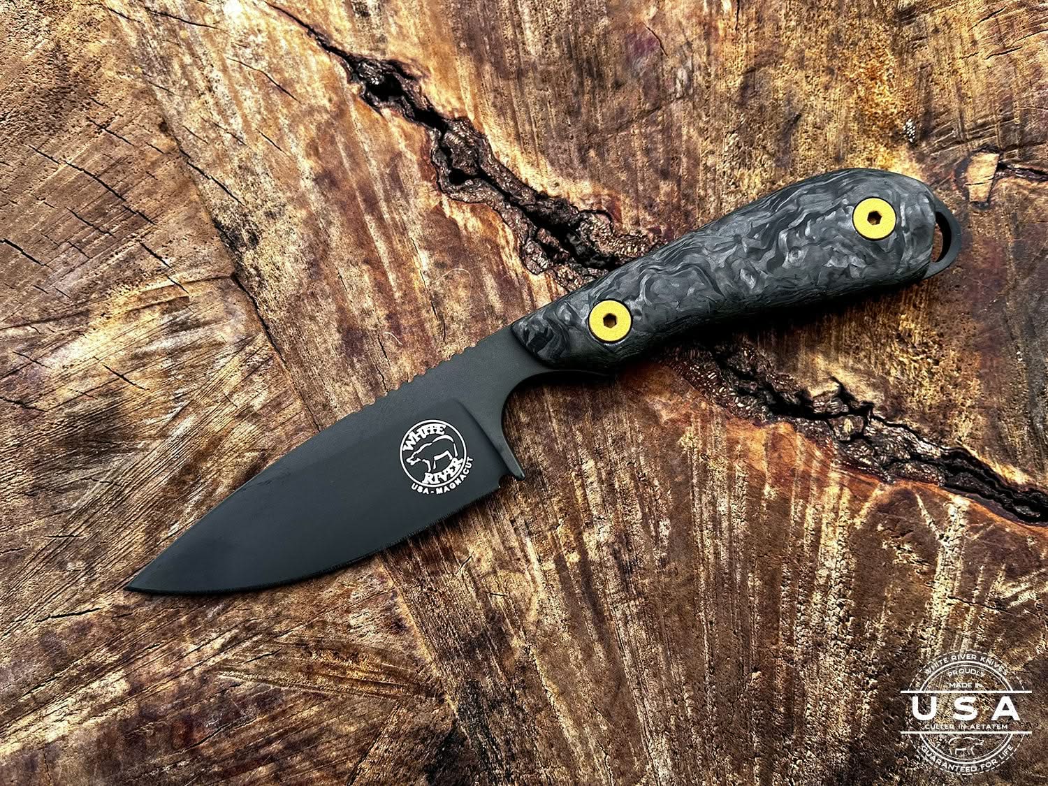 White River M1 Carbon Fiber, Black PVD, Limited 24 - Coutellerie Marcin