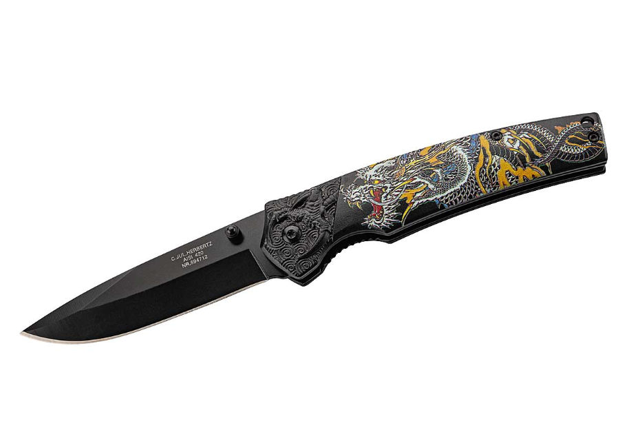 Herbertz 594712 Couteau pliant - manche motif dragon