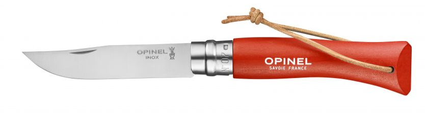 Opinel Couteau de poche N°08 acier inoxydable + étui bois  vernis rouge Coutellerie Marcin ET Fils SRL 