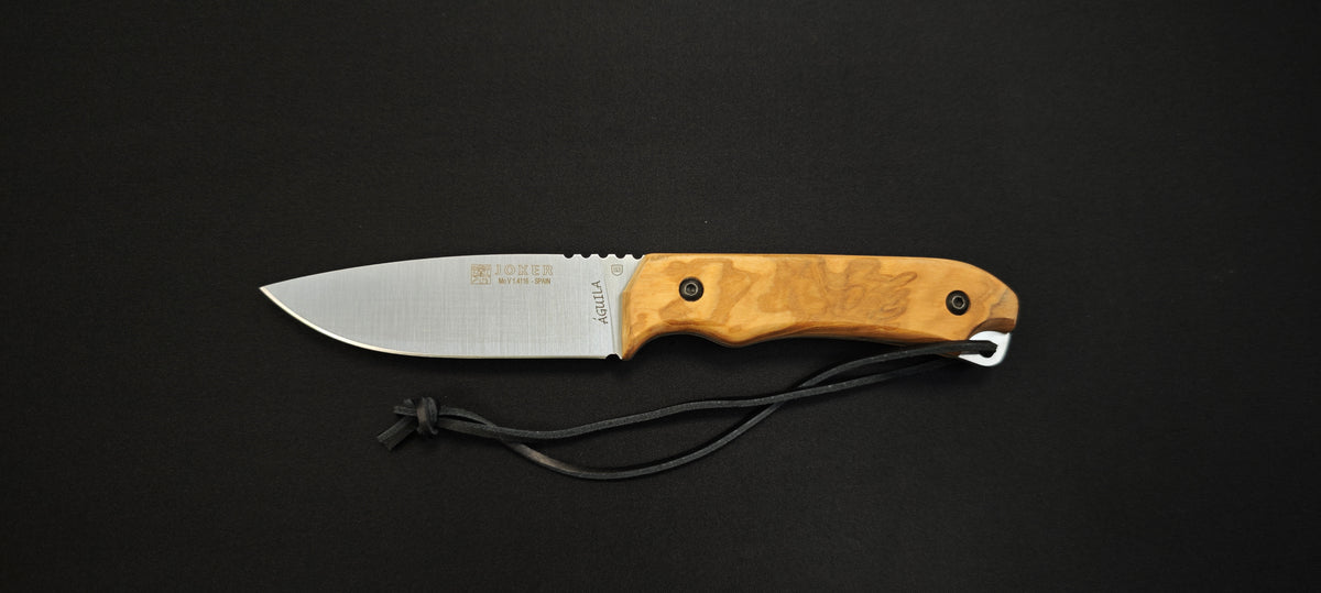 Joker CO-104 Aguila Wood 10,5cm - Griffe sur l'étui en cuir  Coutellerie Marcin & Fils SRL 