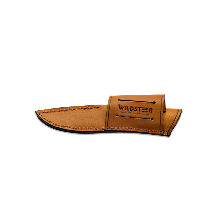 Wildsteer BABY WILD – Couteau Outdoor Premium en Cuir Gold | Lame Sandvik 14C28N