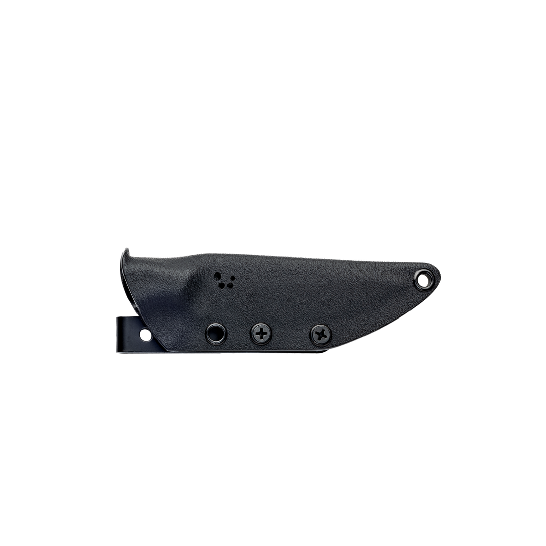 Wildsteer TROLL – Couteau compact lame 14C28N avec manche tactiprène noir et étui Kydex