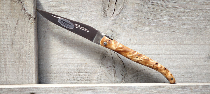 Laguiole en Aubrac - Couteau pliant , Manche Loupe de peuplier