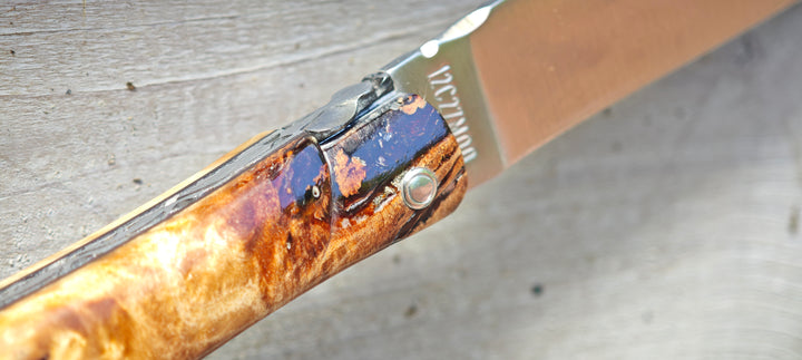 Laguiole en Aubrac - Couteau pliant , Manche Loupe de peuplier