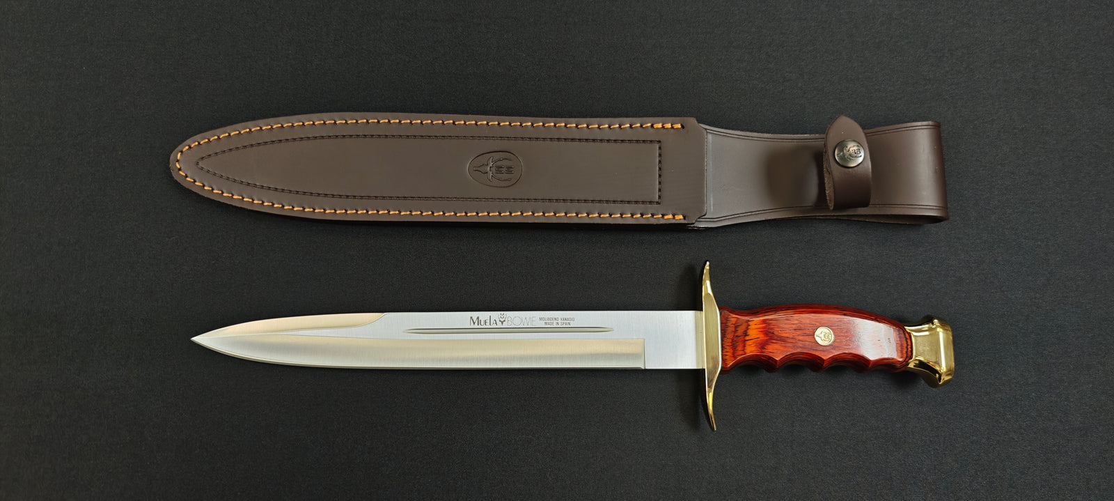 Muela BW26 – Poignard Bowie 26 cm – Acier Molybdène Vanadium, Manche Stamina Rouge