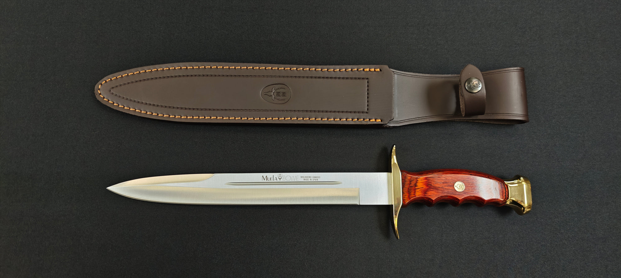 Muela BW26 – Poignard Bowie 26 cm – Acier Molybdène Vanadium, Manche Stamina Rouge