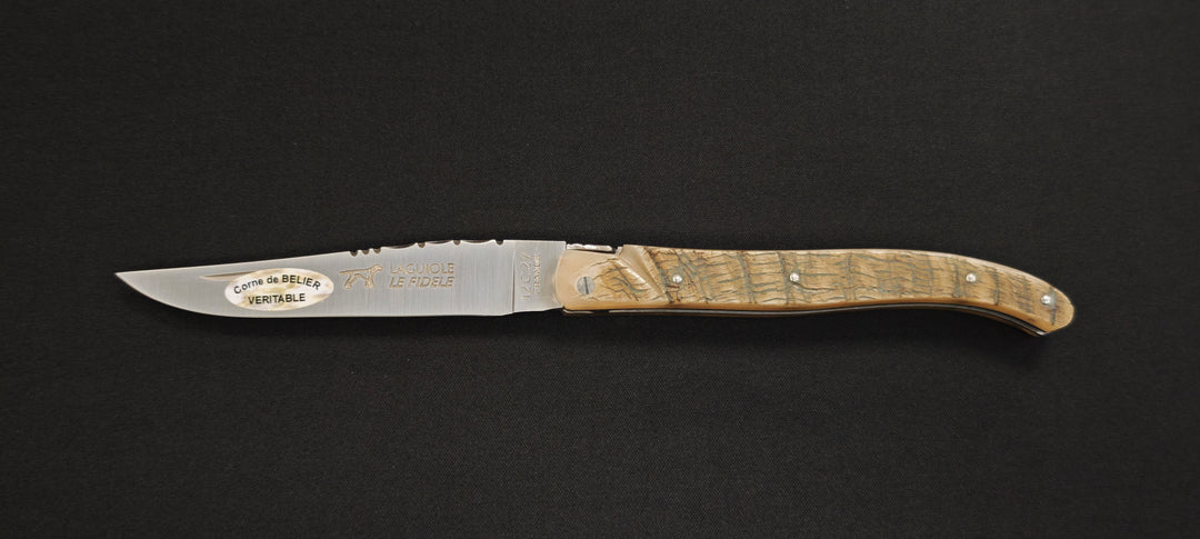 Laguiole Le Fidèle – Couteau de poche en corne de bélier véritable – Réf. 12PLBE