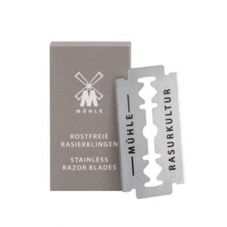 Boîte de 10 lames de rasoir de sûreté Mühle en acier inoxydable vendue chez Coutellerie Marcin