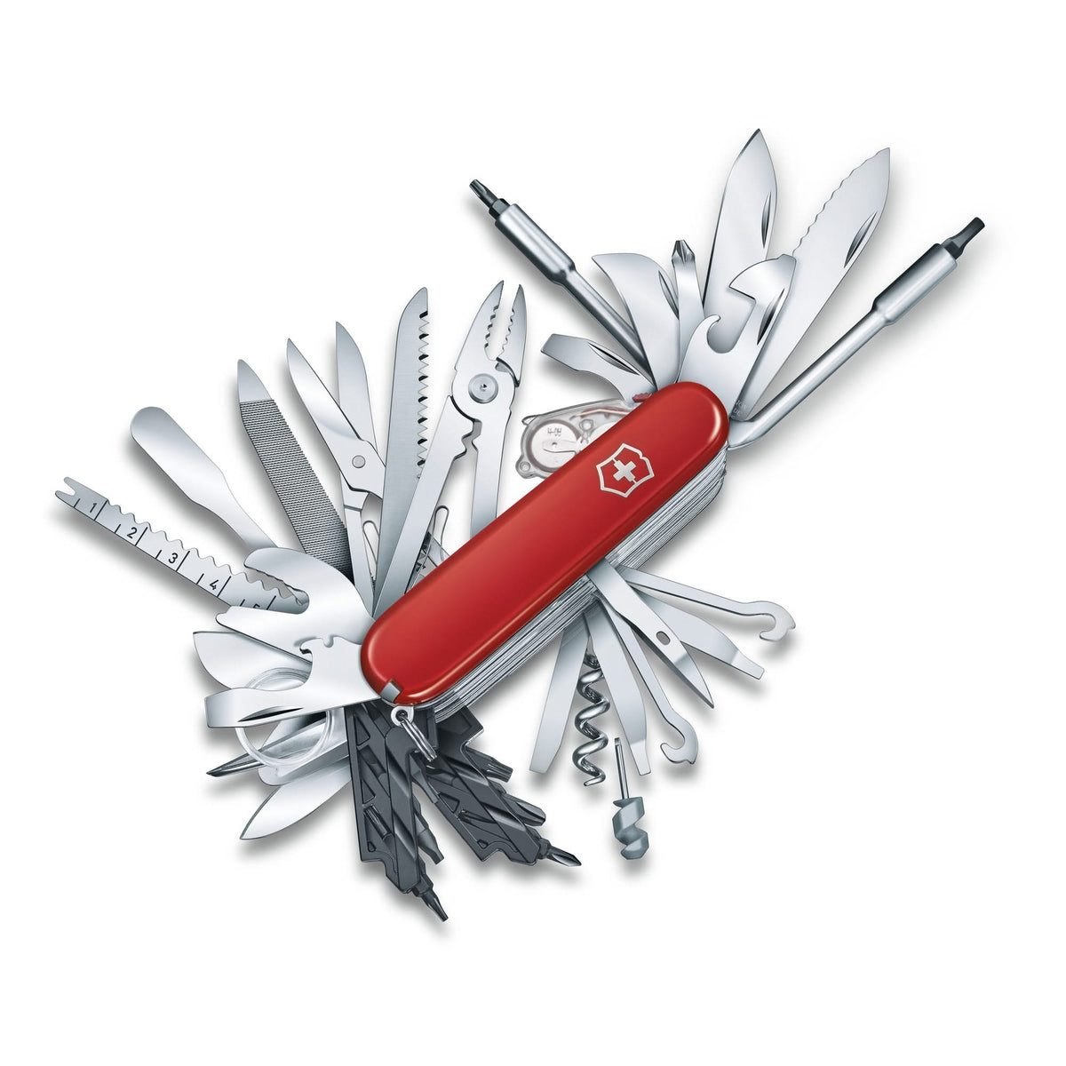 Couteau suisse Victorinox Swiss Champ XXL 1.6795.XXL rouge fermé 73 fonctions