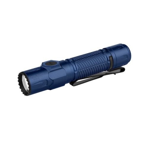 Olight Warrior Ultra Navy Blue – lampe tactique 2 500 lm, vue de côté
