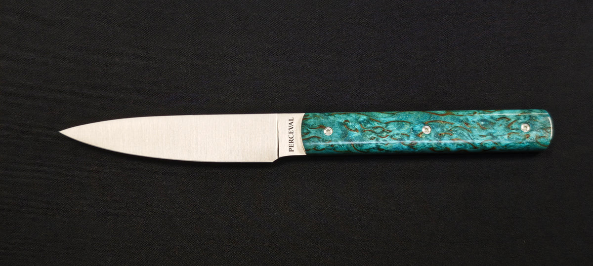 Perceval - Couteau d'office 10cm - manche loupe de bouleau stabilisé | 947