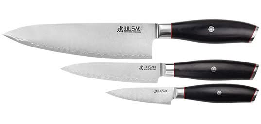 Wusaki San Mai 10Cr15 – coffret 3 couteaux Chef, Universel et Office