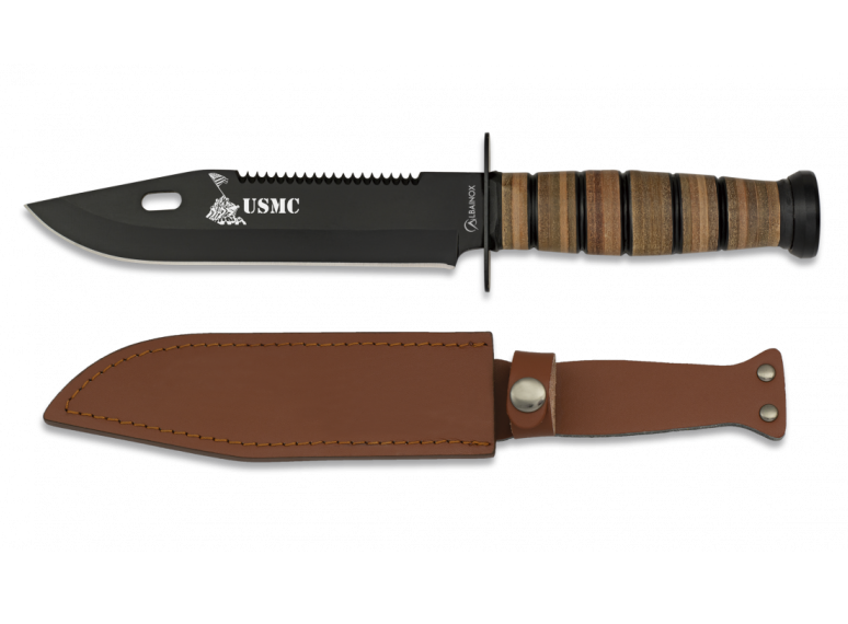 Albainox 32424 – Couteau tactique USMC à lame fixe 18 cm avec étui