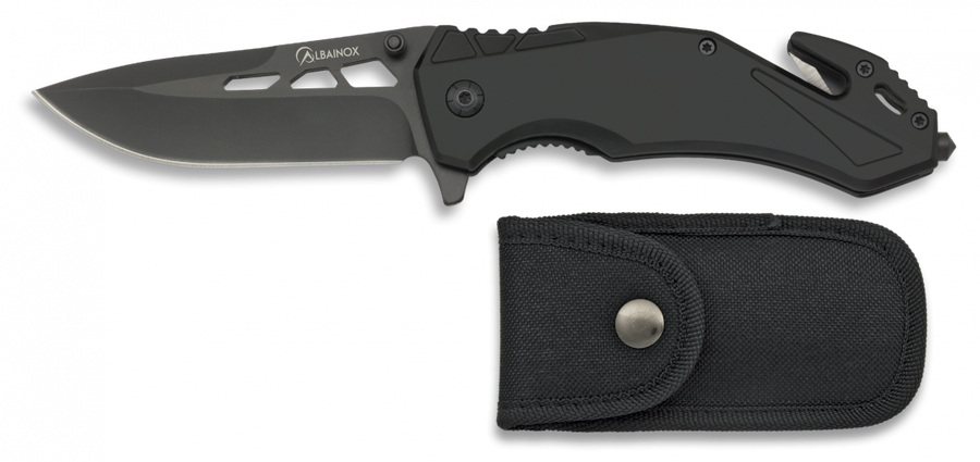 Couteau de sauvetage alu noir - Coutellerie Marcin