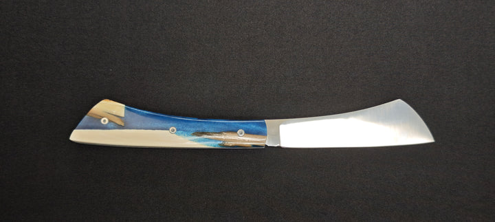 Manche en ivoire de mammouth stabilisé dans la résine sur couteau Arca Andrea