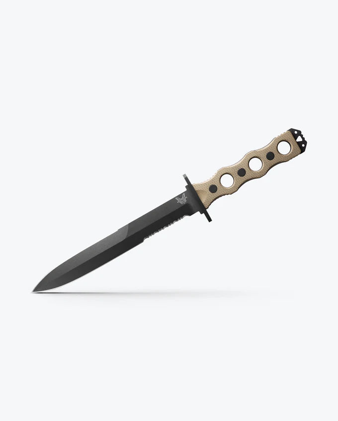 Benchmade 185SBK-1 SOCP Couteau à lame fixe, Desert Tan G10 CPM-3V