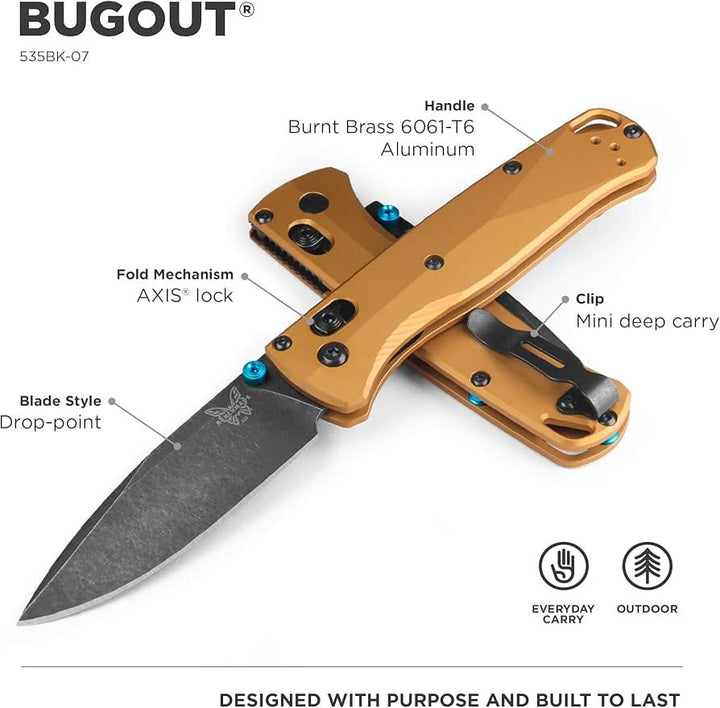Benchmade 535BK-07 Bugout Burnt Brass - Coutellerie Marcin