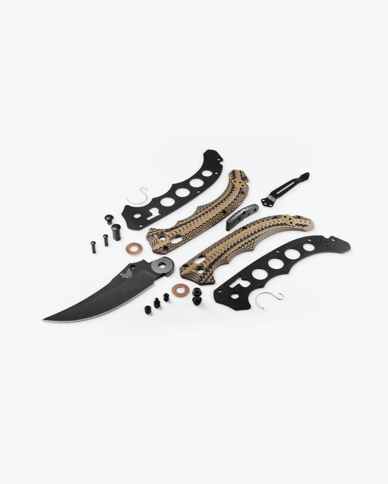 Benchmade 865BK-01 Mini Bedlam Black Cerakote Couteau pliant CPM S90V, Black Coyote OD G10