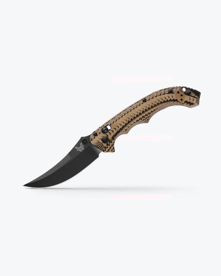 Benchmade 865BK-01 Mini Bedlam Black Cerakote Couteau pliant CPM S90V, Black Coyote OD G10