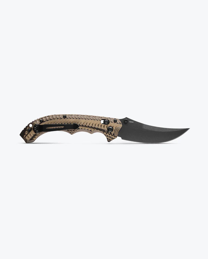 Benchmade 865BK-01 Mini Bedlam Black Cerakote Couteau pliant CPM S90V, Black Coyote OD G10