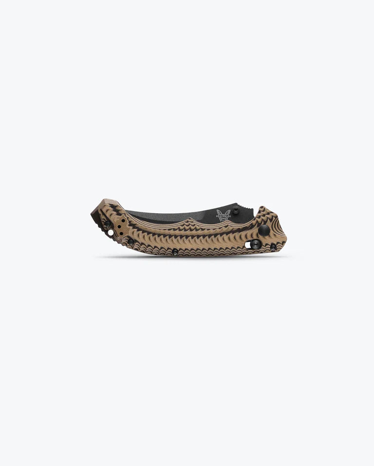 Benchmade 865BK-01 Mini Bedlam Black Cerakote Couteau pliant CPM S90V, Black Coyote OD G10