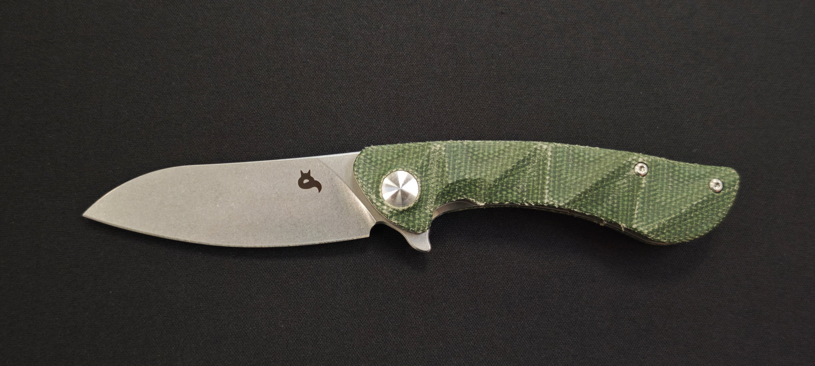 Couteau EDC Black Fox Dripper BF‑771 MOD – VG10 stonewashed, Manche Micarta OD