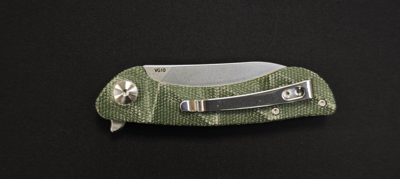 Couteau EDC Black Fox Dripper BF‑771 MOD – VG10 stonewashed, Manche Micarta OD