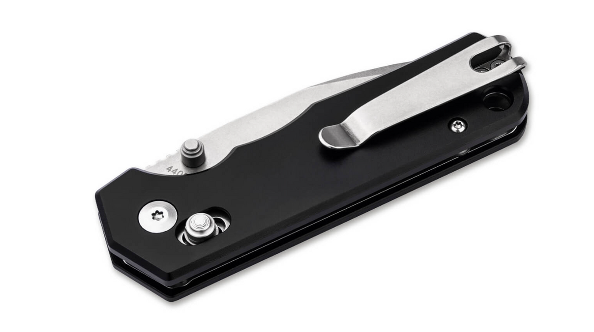 Böker Magnum 01SC091 Couteau pliant de poche Rockstub Stonewashed 440B, Black Aluminium - Coutellerie Marcin