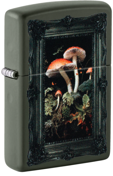 Briquet Zippo Champignons Colorés – Édition Encadrée Green Matte