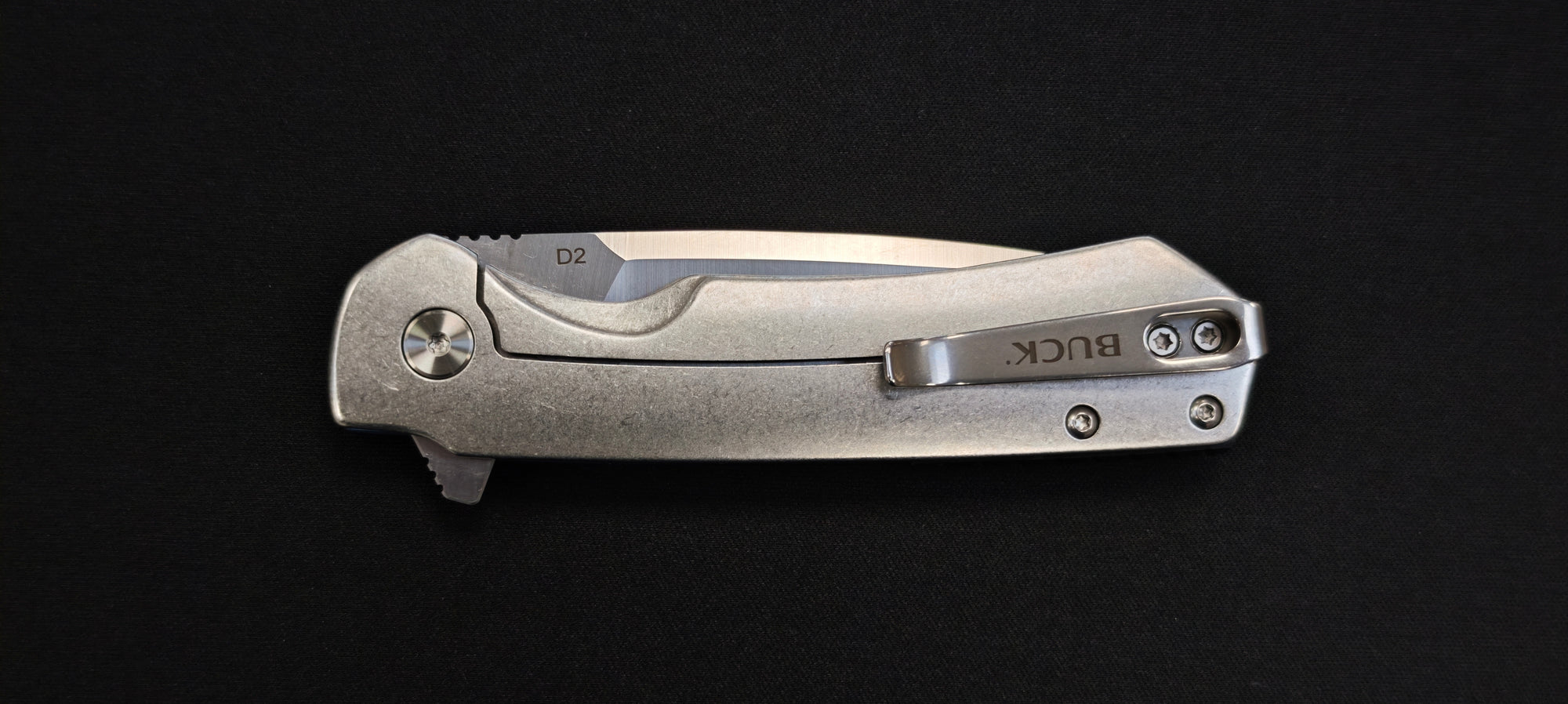 Buck Stinger 0714BLS-B – Couteau de poche EDC D2 Satin Bleu / Carbone