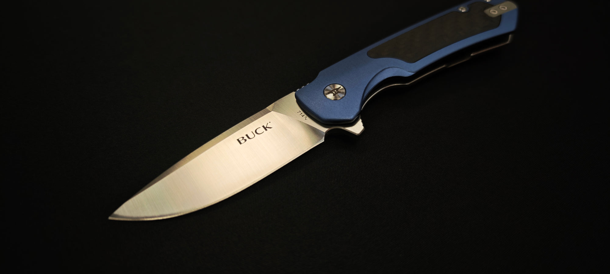 Buck Stinger 0714BLS-B – Couteau de poche EDC D2 Satin Bleu / Carbone