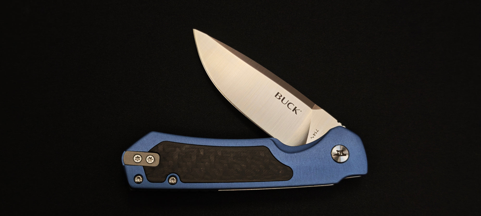 Buck Stinger 0714BLS-B – Couteau de poche EDC D2 Satin Bleu / Carbone