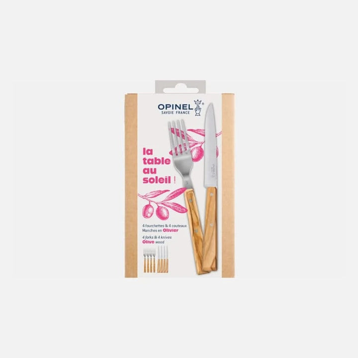 Opinel Coffret La table au soleil, 4 couteaux et 4 fourchettes - Coutellerie Marcin