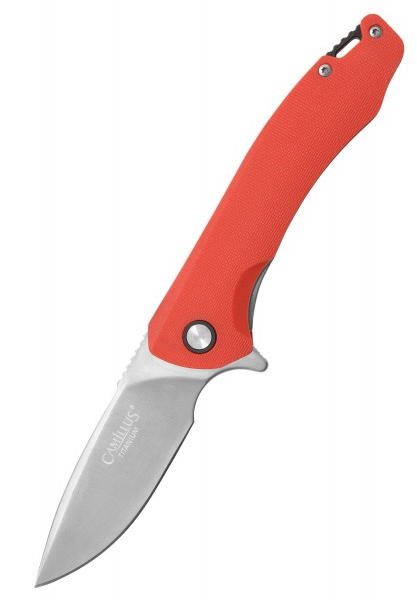 Couteau pliant Camillus SCIVIK – 8,3 cm acier 420 revêtement titane, manche GFN rouge
