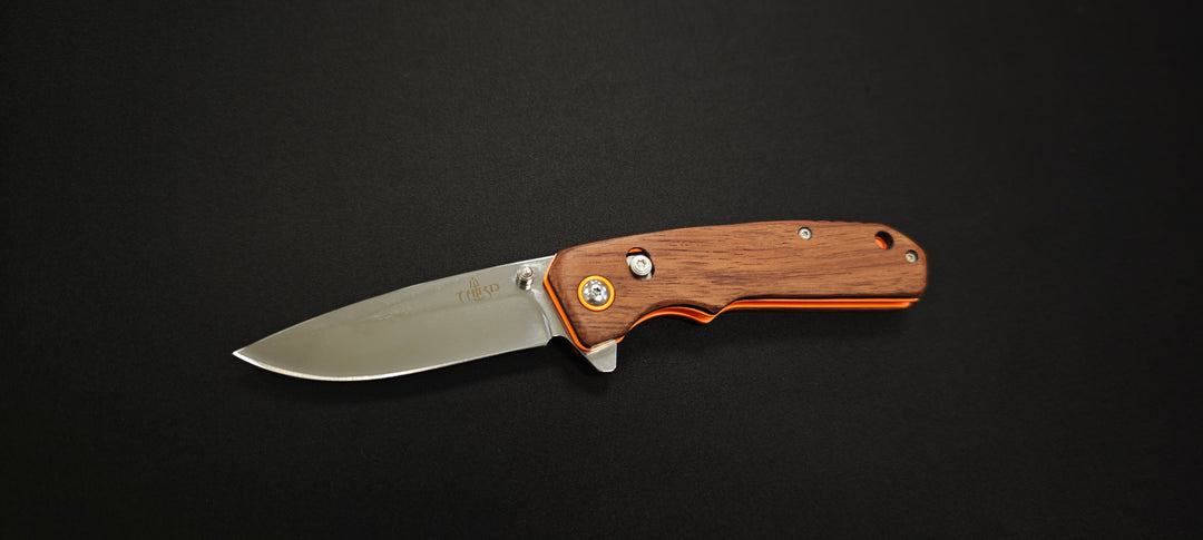 Third Couteau de poche - Manche bois - Lame de 8,5 cm - Sport / Chasse