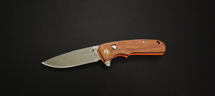 Third Couteau de poche - Manche bois - Lame de 8,5 cm - Sport / Chasse