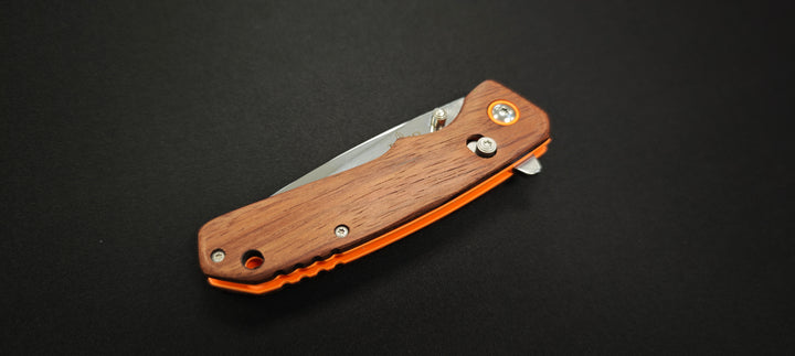 Third Couteau de poche - Manche bois - Lame de 8,5 cm - Sport / Chasse