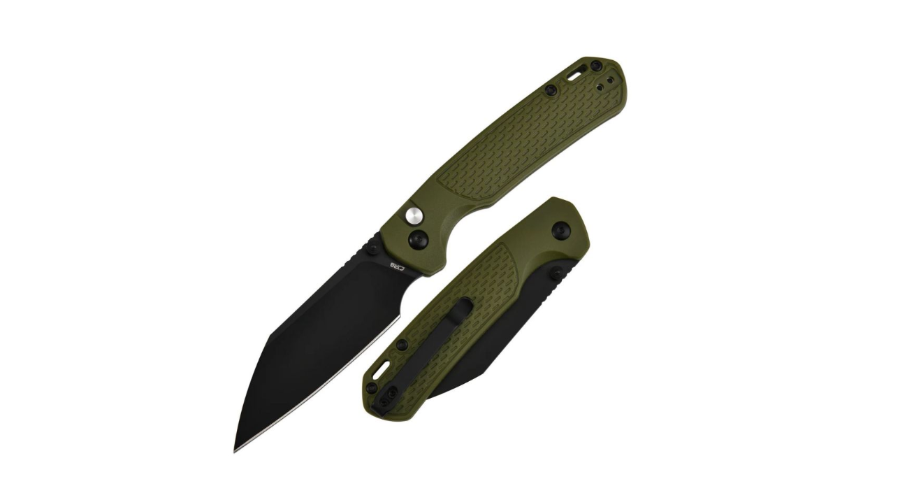 CJRB J1945-BGN Pyrite-Light kaki FRN, lame noir - Coutellerie Marcin