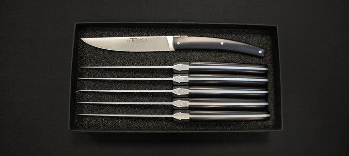 Coffret 6 Couteaux Le Thiers Pirou – Manche Paperstone Noir - Ref 6879
