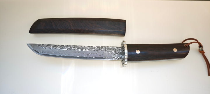 Albainox 32788 Couteau à lame fixe - lame tanto damas 15,5 cm