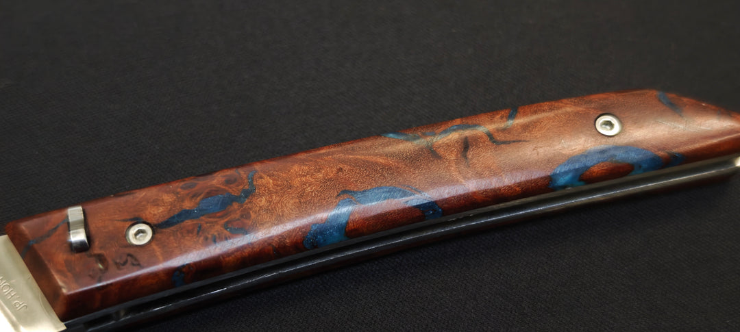 Le Klic JP Hontanx – Couteau pliant - Manche Loupe de Jarrah – Lame inox 12C27N