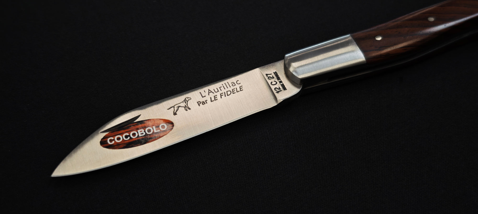 L'Aurillac par le Fidèle - Couteau pliant de poche manche en bois de cocobolo - Réf : AUCO