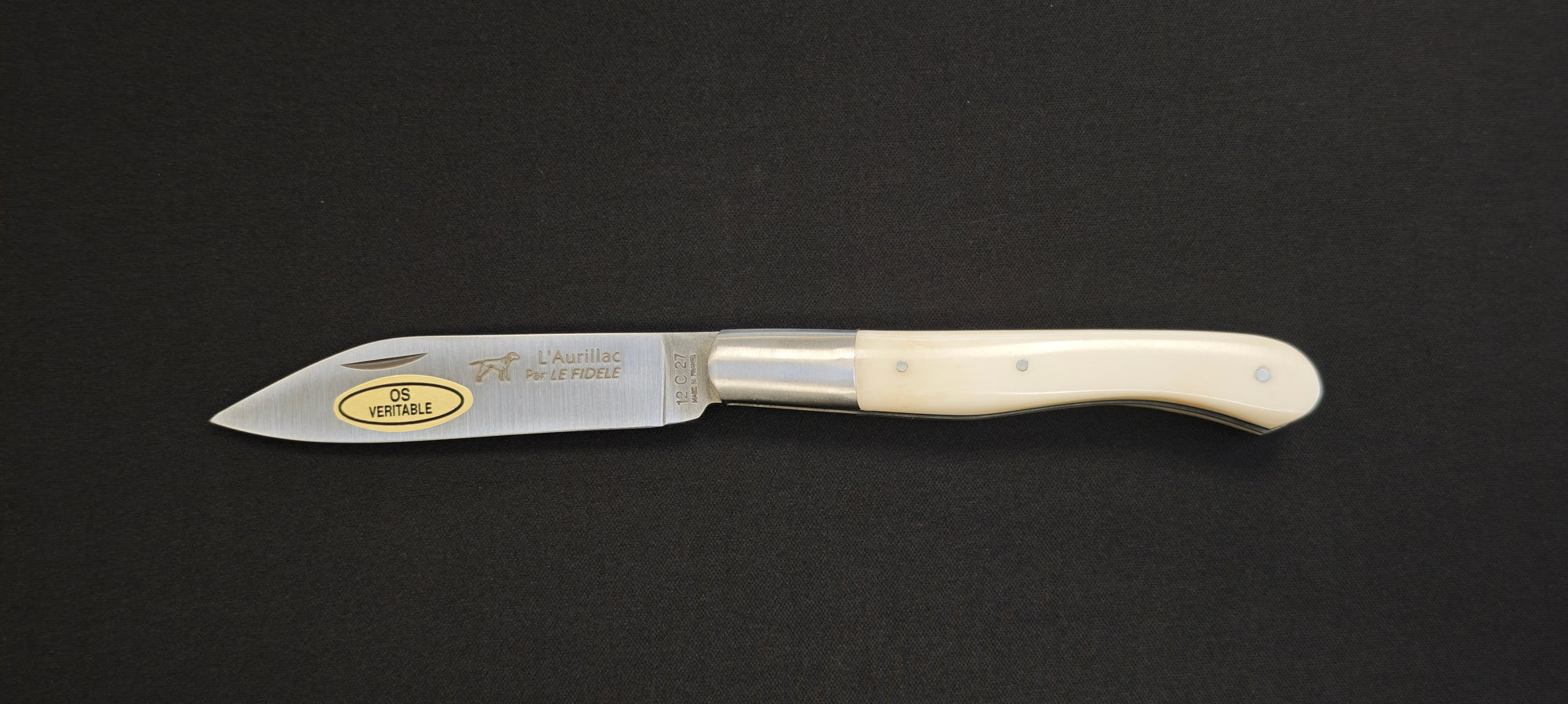 L'Aurillac par le Fidèle - Couteau pliant de poche manche en os véritable - Réf : AUOS